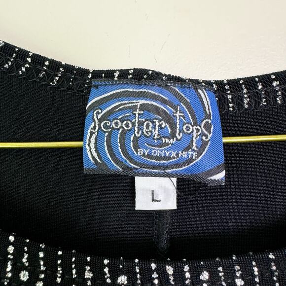 Scooter Tops short sleeve black glitter stripe stretchy‎ t-shirt Large - Picture 4 of 5